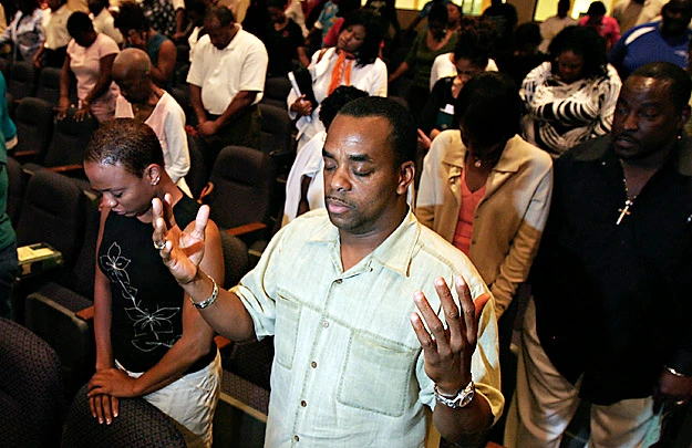 Congregation in worship